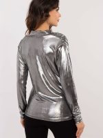 Blouse soirée semi-brillante avec plis décor et décolleté fluide — vue 2