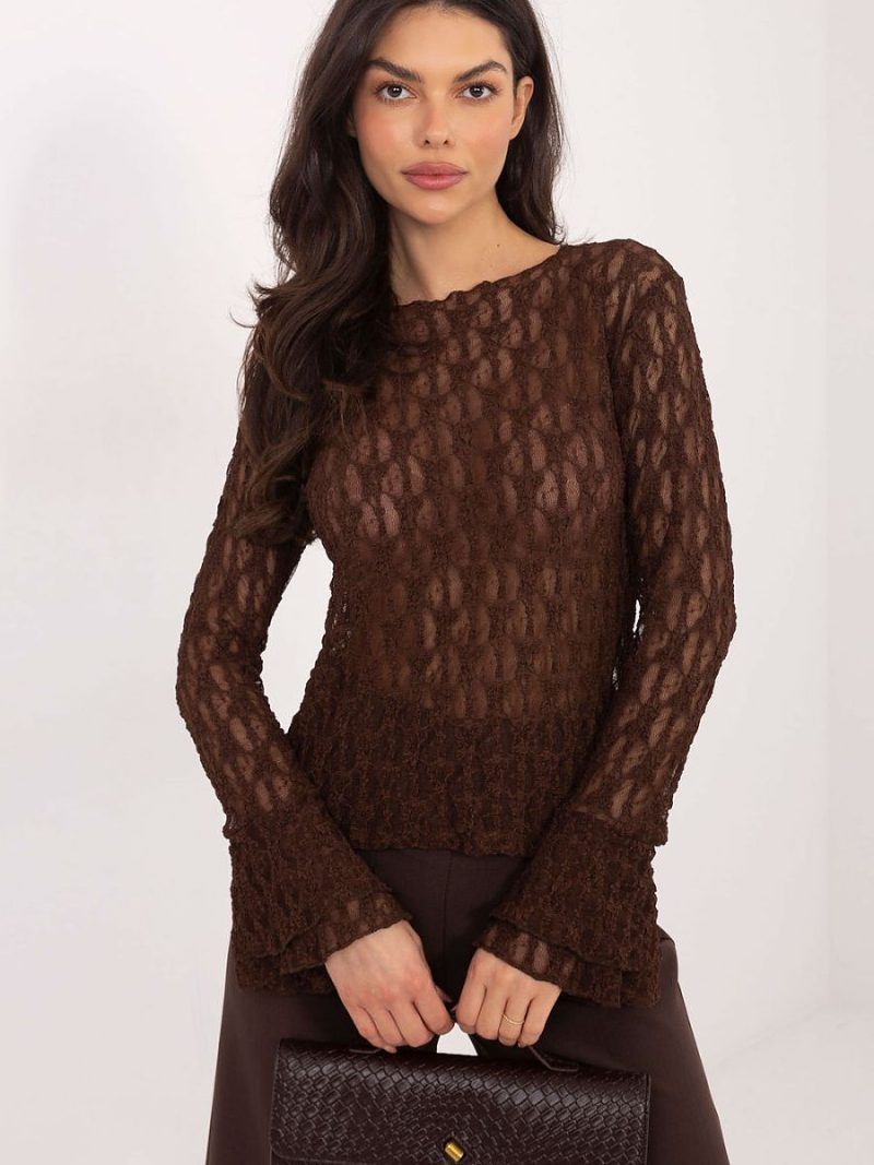 Blouse dentelle manches volants décolleté bateau viscose