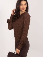 Blouse dentelle roses manches longues coupe ajustée femme — vue 1