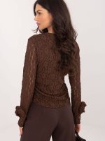 Blouse dentelle roses manches longues coupe ajustée femme — vue 2