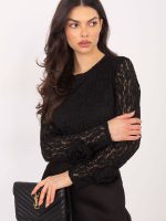 Blouse dentelle roses manches longues col rond viscose