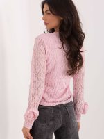 Blouse dentelle roses femme manches longues col rond viscose — vue 2