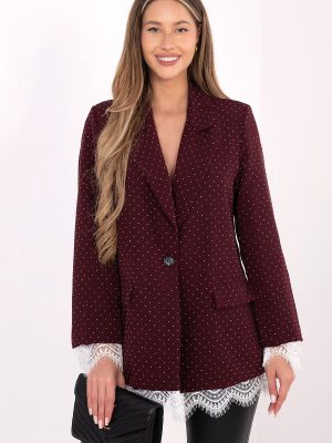 Veste de costume femme strass et dentelle, coupe élégante soirée