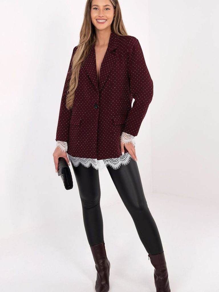 Blazer jaune paré de strass et dentelle délicate, coupe classique tailleur — vue 1
