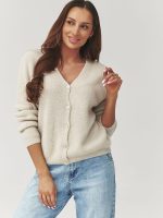 Cardigan Léa col V boutonné, tricot doux, coupe ample femme