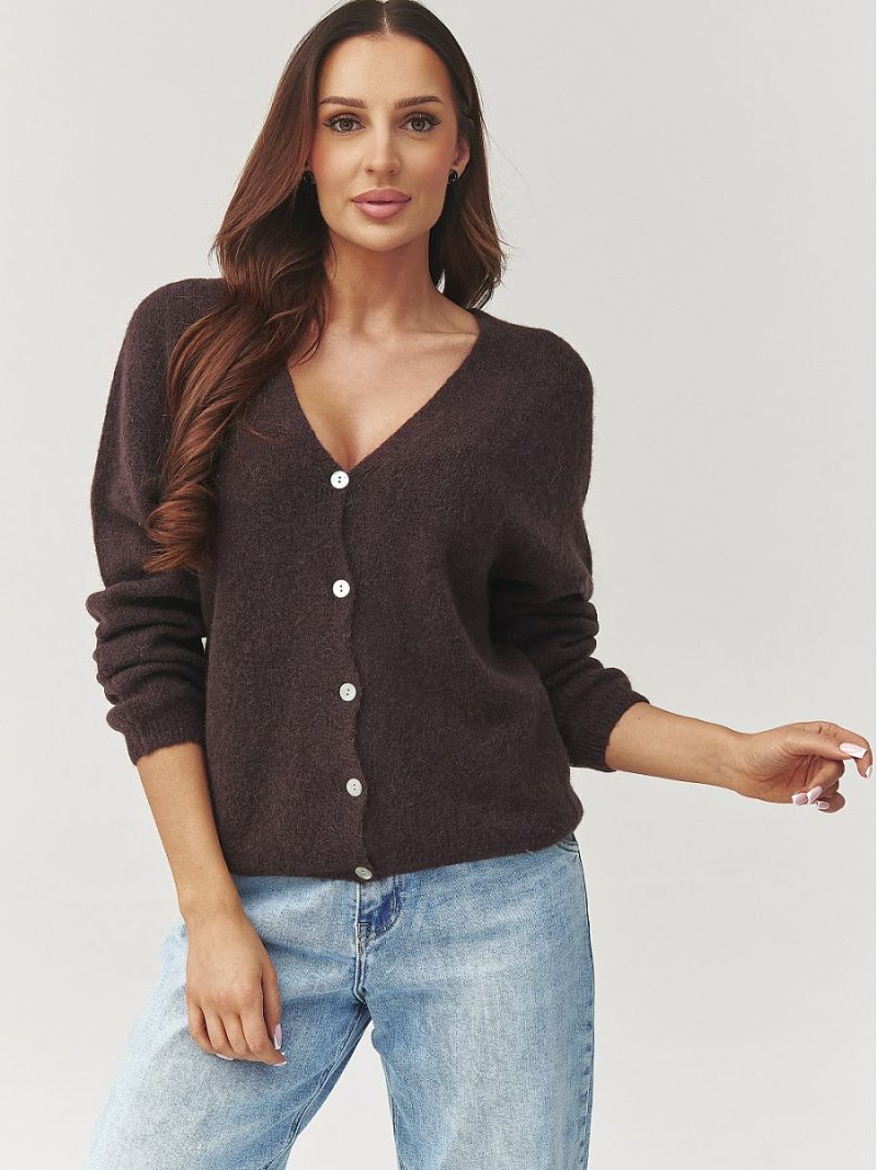 Cardigan Léa col V boutonné maille douce coupe oversize