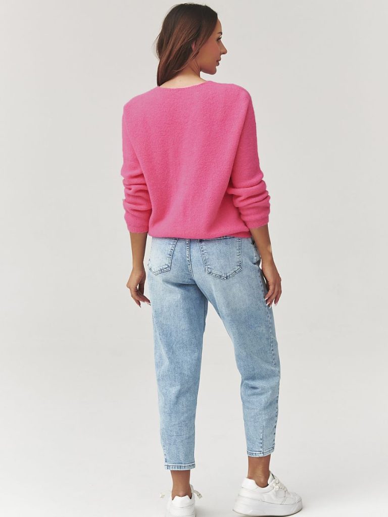 Cardigan Émilie oversize rosé femme, maille douce, décolleté V — vue 2