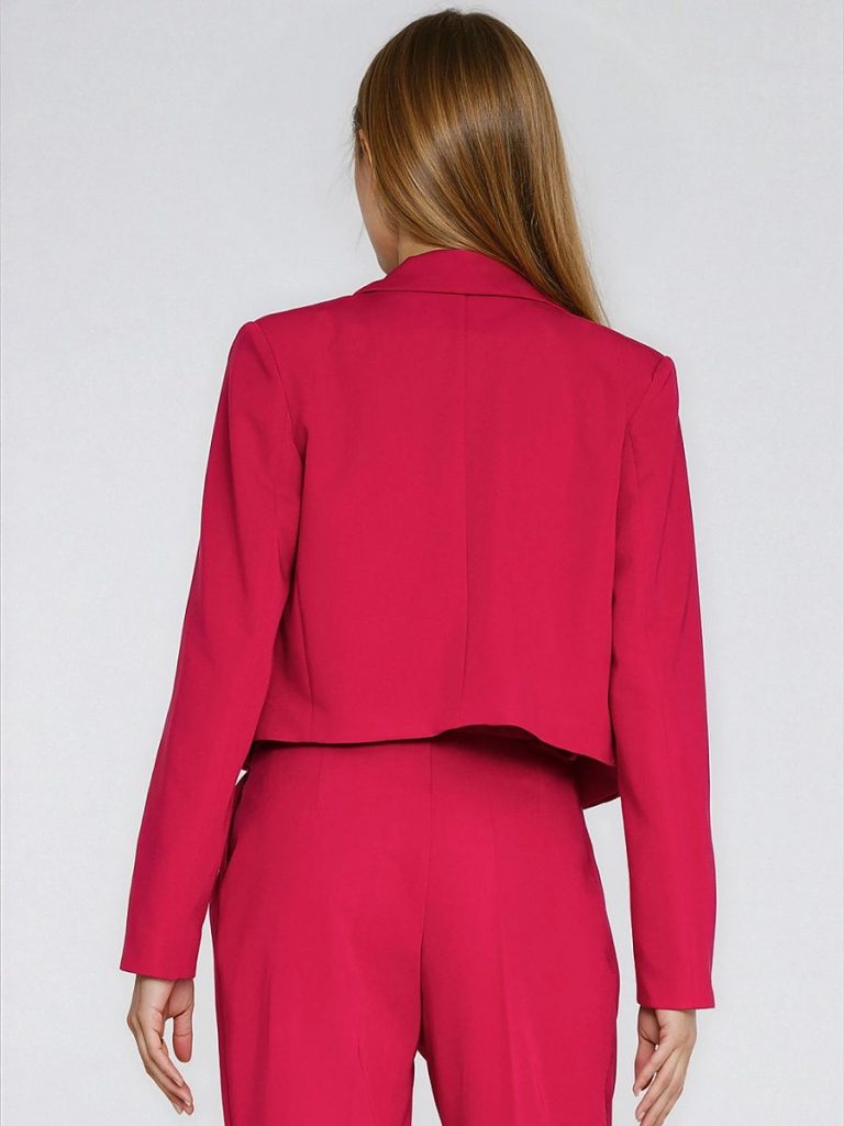 Blazer rouge femme ouvert coupe raccourcie manches longues — vue 2
