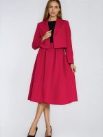 Jupe midi plissée Léa grise, taille marquée, vue de face — vue 2