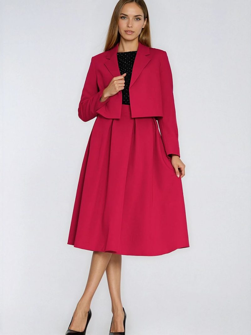 Jupe midi plissée Léa grise, taille marquée, vue de face — vue 2