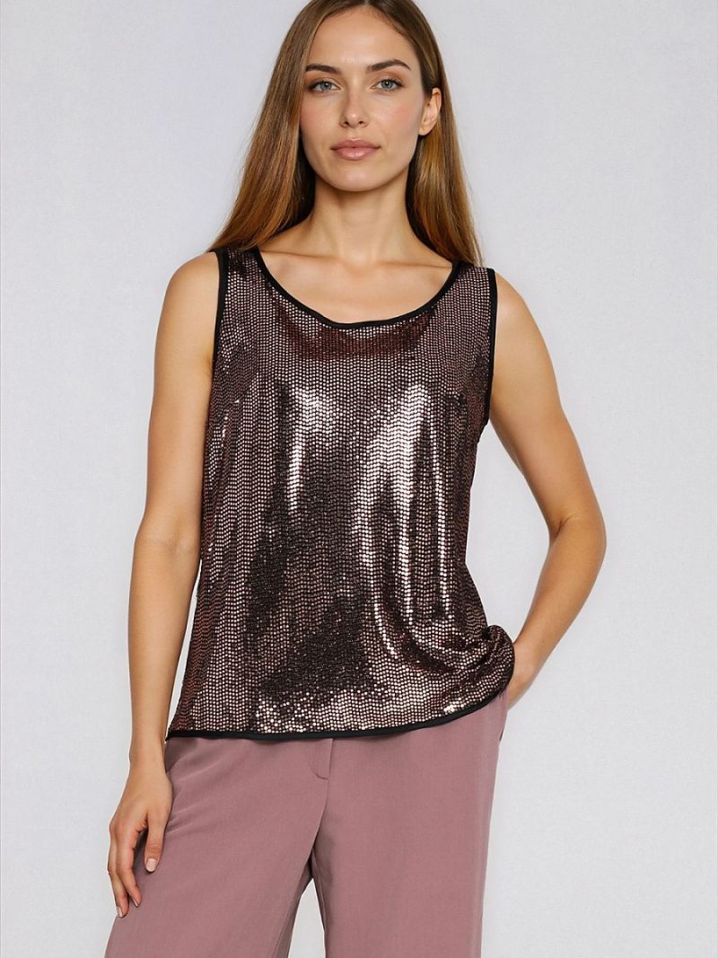 Chemisier sans manches avec paillettes scintillantes, coupe régulière élégante — vue 1