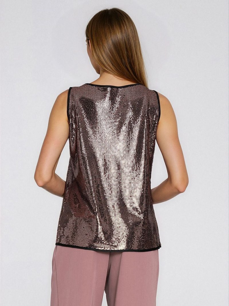 Chemisier sans manches avec paillettes scintillantes, coupe régulière élégante — vue 2