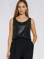 Chemisier sans manches Soline à sequins, décolleté rond, coupe régulière