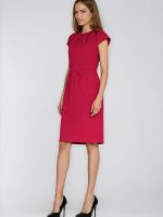 Robe crayon Josée manches cape plis subtils décolleté rond — vue 1