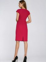 Robe crayon Josée manches cape plis subtils décolleté rond — vue 2