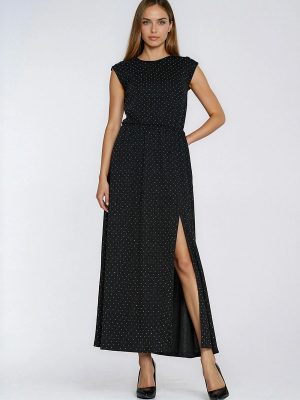 Robe de soirée paillettes dos enveloppe fente frontale maxi