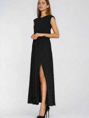 Robe de soirée paillettes dos enveloppe fente frontale maxi — vue 1