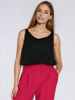 Blouse sans manches strass argentés, coupe fluide, encolure ronde — vue 3