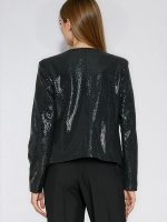 Blazer paillettes scintillant avec épaulettes, coupe fluide, doublé — vue 2
