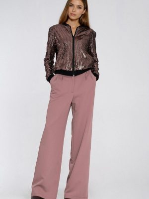 Sweatshirt femme gris paillettes collées fermeture éclair — vue 1