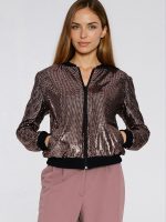 Sweatshirt femme gris paillettes collées fermeture éclair — vue 3