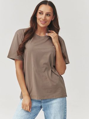 T-shirt coton élastique femme manches trois-quarts décolleté sportif