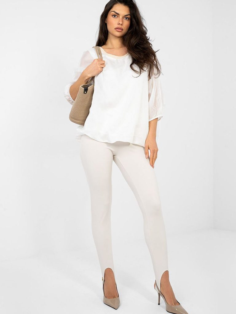 Chemisier blanc tencel avec manches 3/4 et décolleté rond intemporel — vue 1