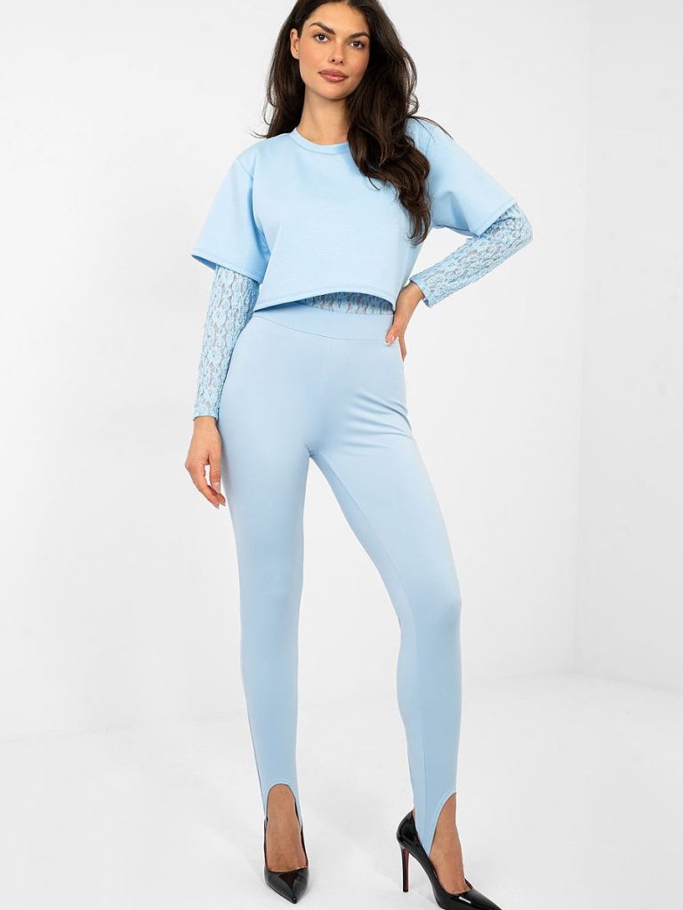 Body Chloé bleu dentelle deux couches, manches longues délicates — vue 1