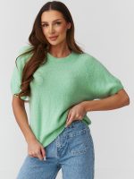 Pull Élise oversize manches mi-courtes, col rond, baby alpaga laine