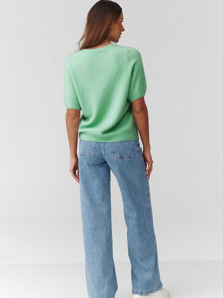 Pull Élise vert oversize manches mi-courtes col rond — vue 2