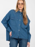 Chemise en jean femme manches longues, col classique, poches avant