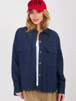 Chemise denim femme manches longues col classique poches
