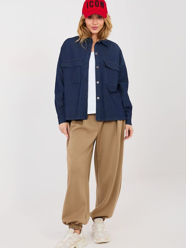 Chemise denim Léa bleu, manches longues, col classique boutonnée — vue 1