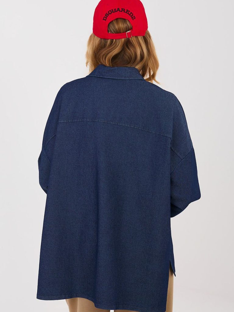Chemise denim Léa bleu, manches longues, col classique boutonnée — vue 2