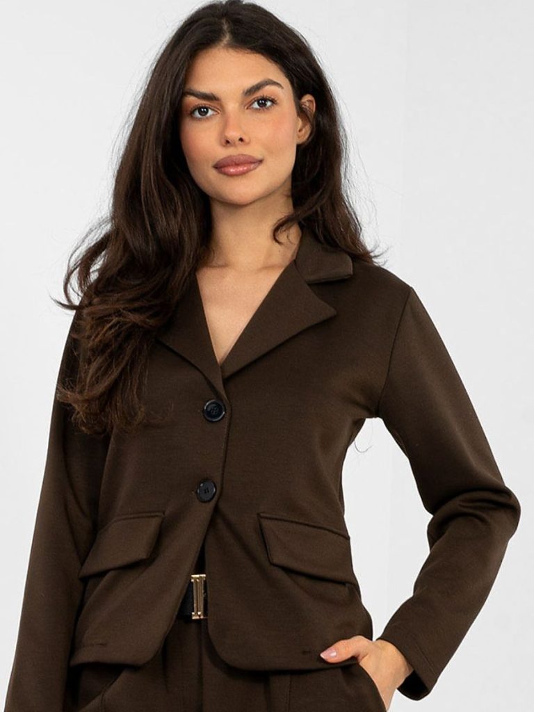 Veste Chloé structurée brun, coupe classique courte femme — vue 3