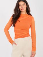 Chemisier fluide avec drapé et manches résille, coupe courte épousant