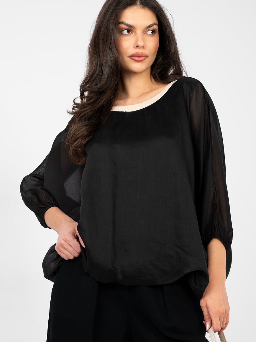 Blouse Mila col rond noir