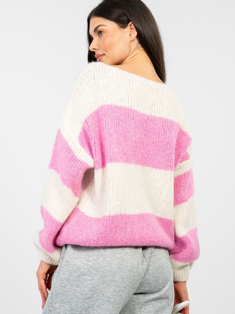Pull marinière oversized rayures bleues blanches coupe généreuse femme — vue 2
