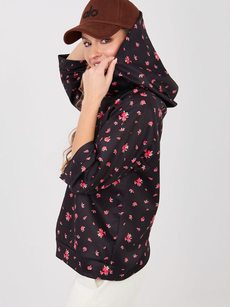 Sweatshirt femme manches 3/4 imprimé floral multicouleur coupe droite — vue 2