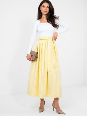 Jupe Midi Rayée Taille Haute
