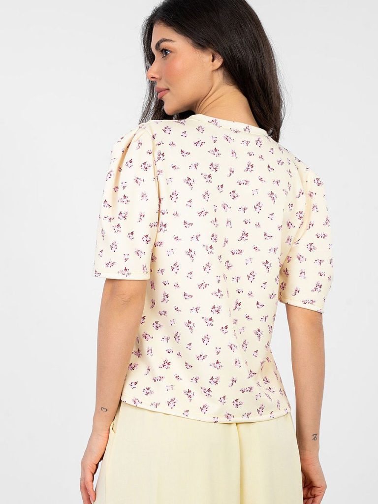 Blouse Floriane fleurie manches courtes multicolore coupe polyvalente — vue 2