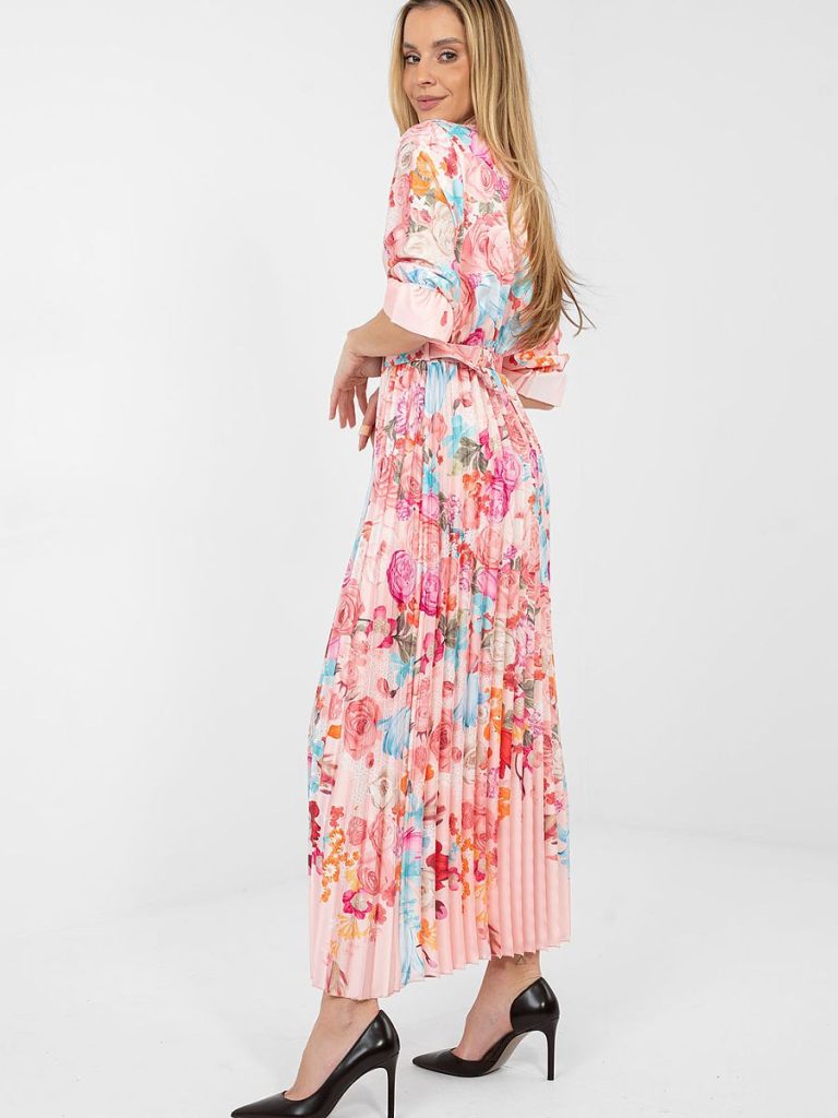 Robe maxi multicouleur avec motif floral et ceinture ajustable — vue 1