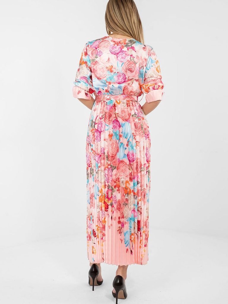 Robe maxi multicouleur avec motif floral et ceinture ajustable — vue 2