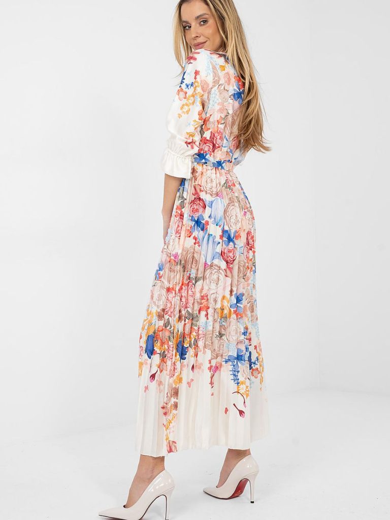 Robe maxi fleurs romantique avec décolleté cache-cœur et manches volantées — vue 1