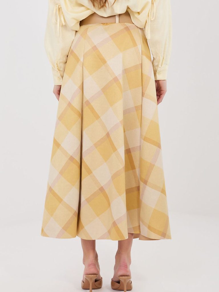 Jupe maxi carreaux motif multicolore avec ceinture détachable — vue 2