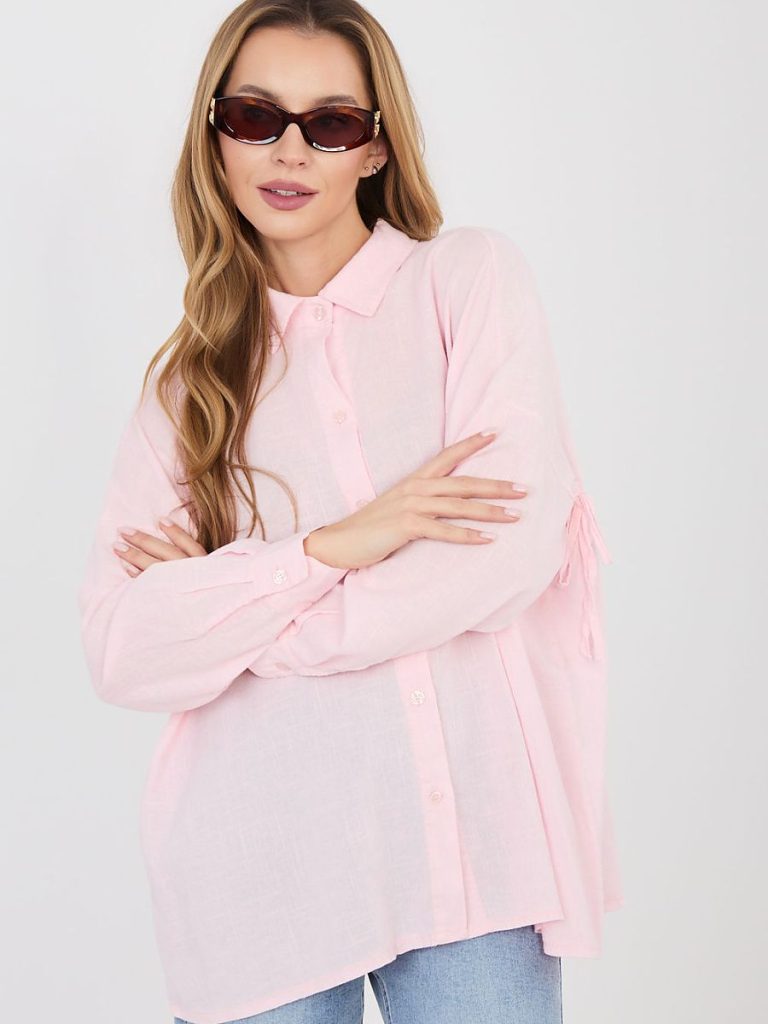 Chemise Mathilde rosé avec lacet ajustable dans le dos