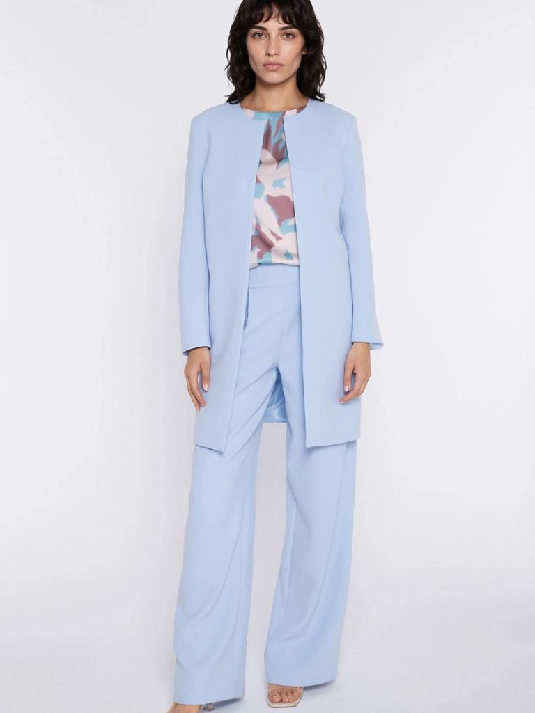 Blazer Audrey bleu coupe ajustée pour femme, vue de face — vue 1