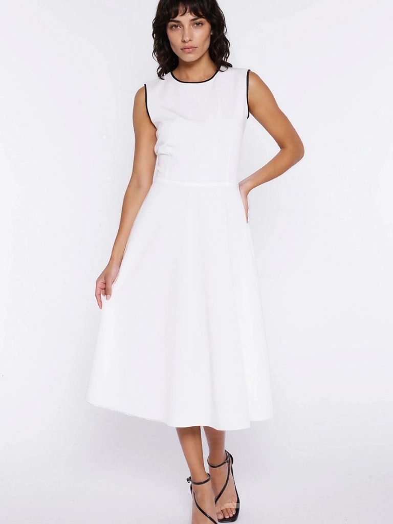 Robe Émilie blanche fluide, coupe épurée, matière douce pour femme — vue 1