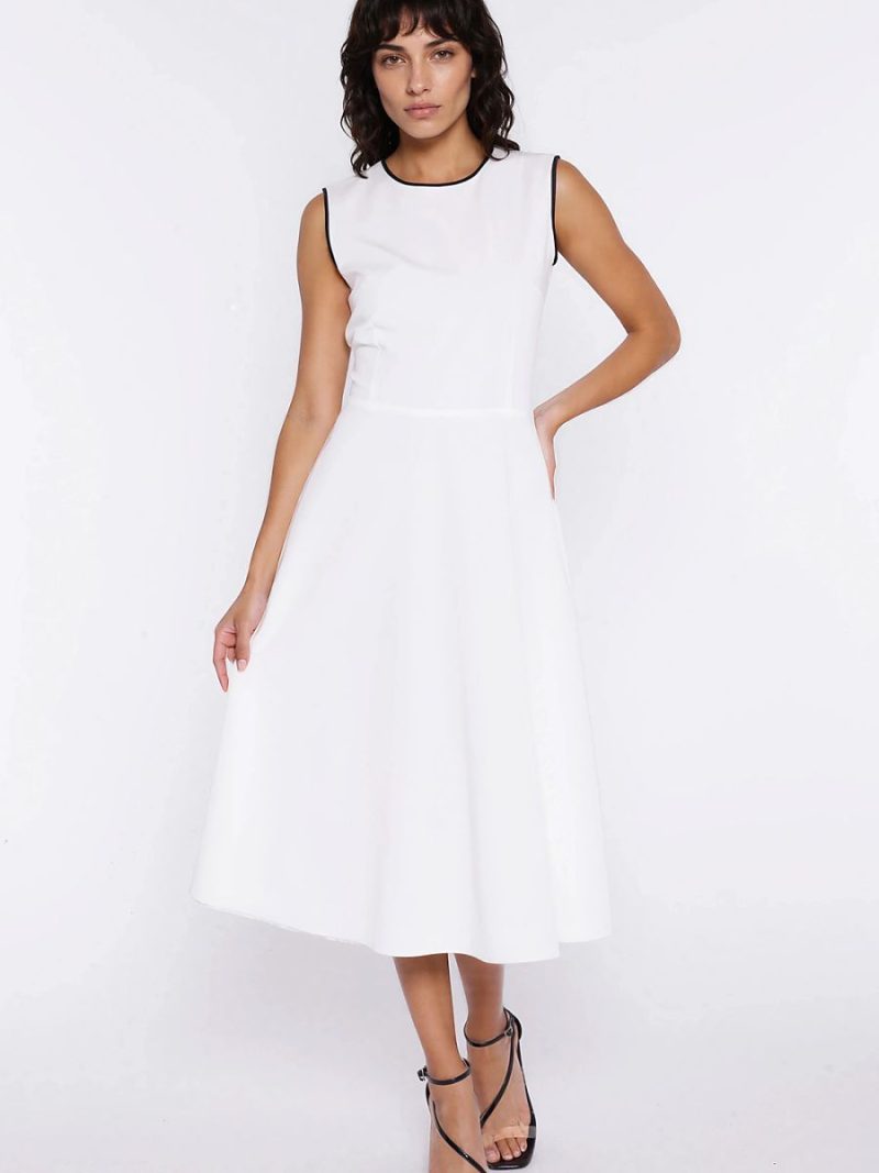 Robe fluide Émilie beige, coupe épurée et élégante pour femme — vue 1