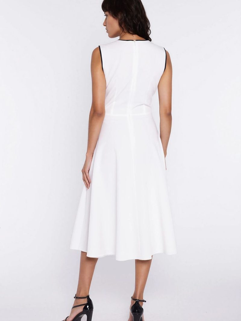 Robe fluide Émilie beige, coupe épurée et élégante pour femme — vue 2